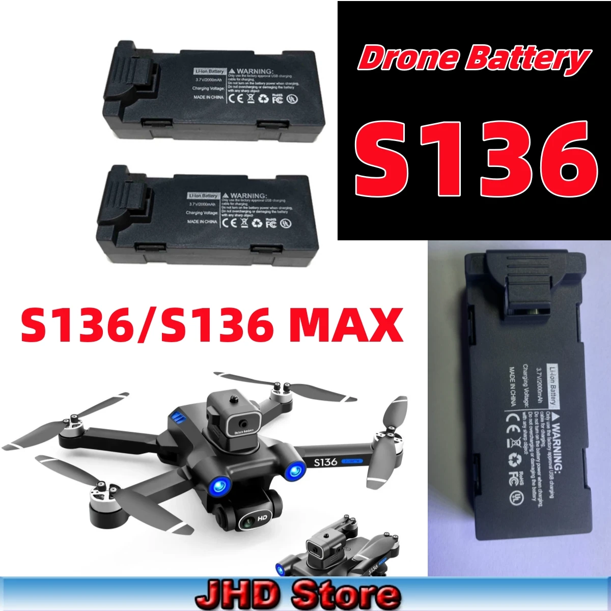 

JHD Orignal S136 Drone Battery For S136 Avoidance Drone Accessories S136 GPS RC Drone Battery Wholesale