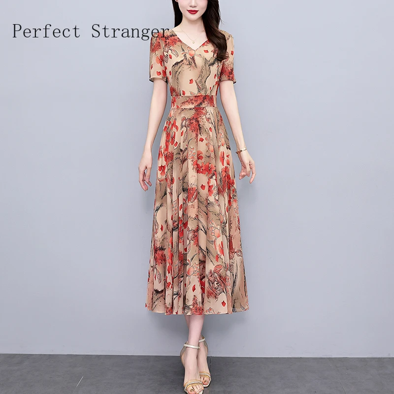 2024 Summer Floral Short Sleeve Casual Boho Midi Dress Women Elegant Bodycon Chic Luxury Night Dress Vintage Party Long Vestidos