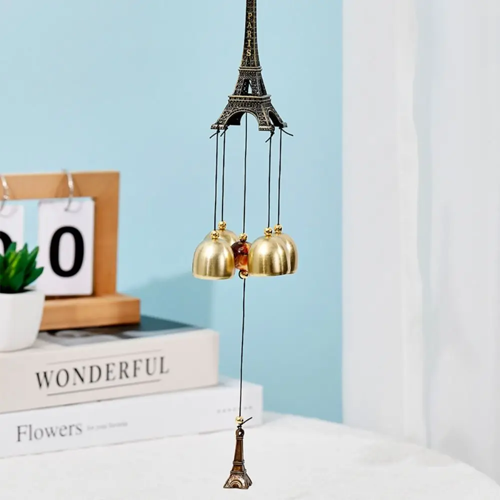 Photography Props Retro Eiffel Tower Wind Chimes Realistic Hanging Metal Windchimes Handmade Metal Wall Hanging Bell Balcony