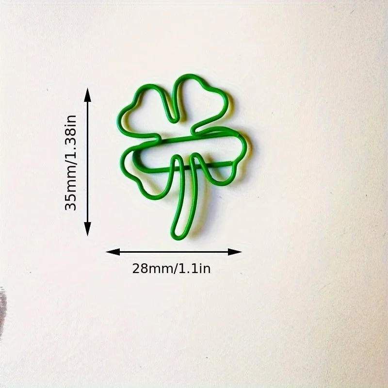 Green Four-Leaf Clover Paper Clips - Creative Metal Binder Clips, Stylish Office Supplies for Organizing Documents