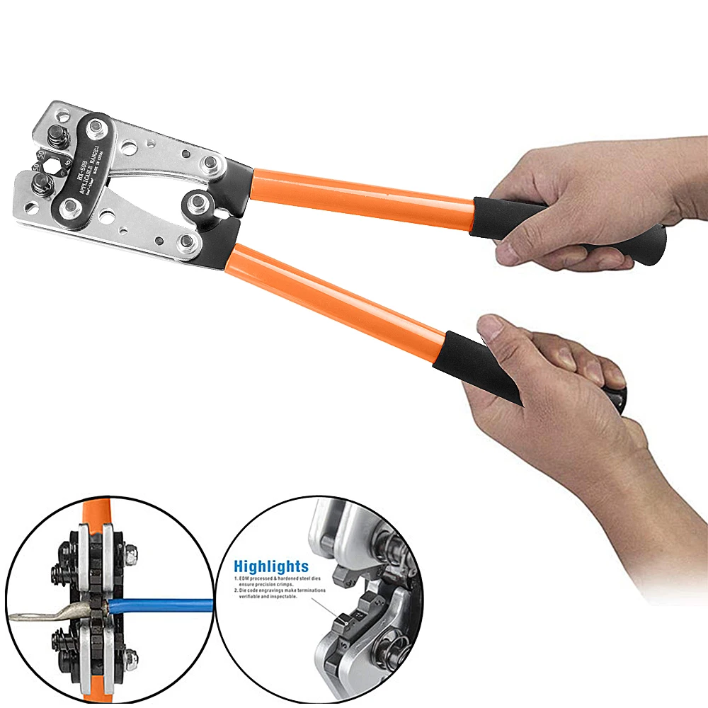 WOZOBUY Tube Terminal Crimper Hex Crimp Tools HX-50B Pliers 6-50mm2/AWG 10-0 Multitool Battery Cable Lug Cable Hand Tools