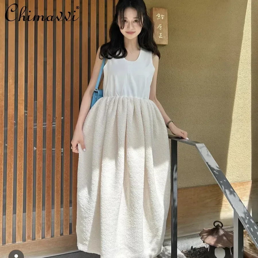 Japanese New Sweet Girl U-neck Dress Heavy Industry Sleeveless High Waist Slim Elegant Party Mid-length Women's Bud Dresses