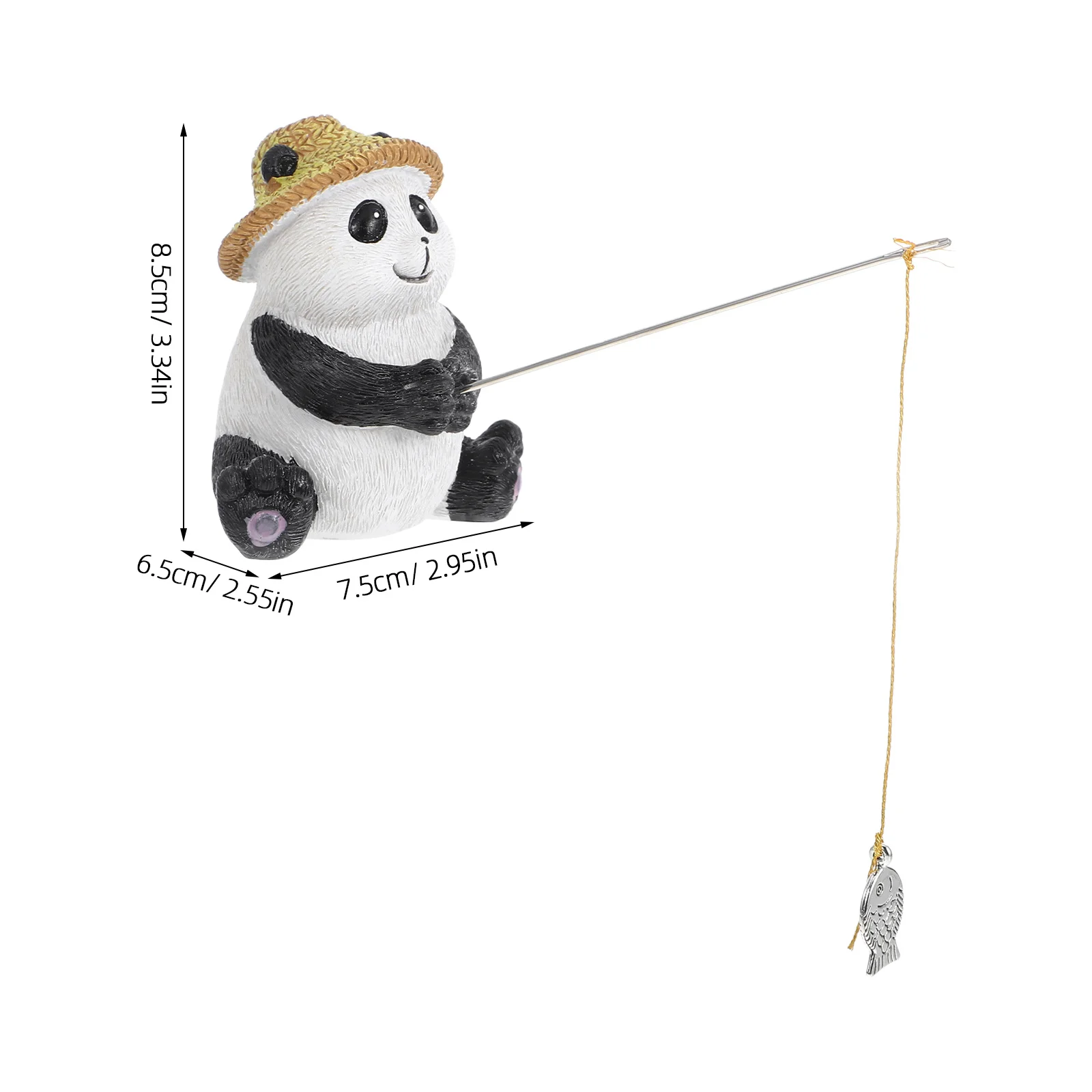 Weather Resistant Panda Fishing Statue Resin Material Sturdy Design Patios Yards Whimsical Charming Outdoor Accent