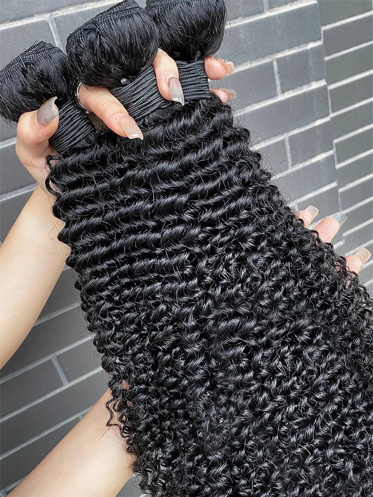 

30-дюймовый кудрявый пучок человеческих волос, 100% бирманское натуральное плетение, необработанные необработанные наращивание волос с двойным утком