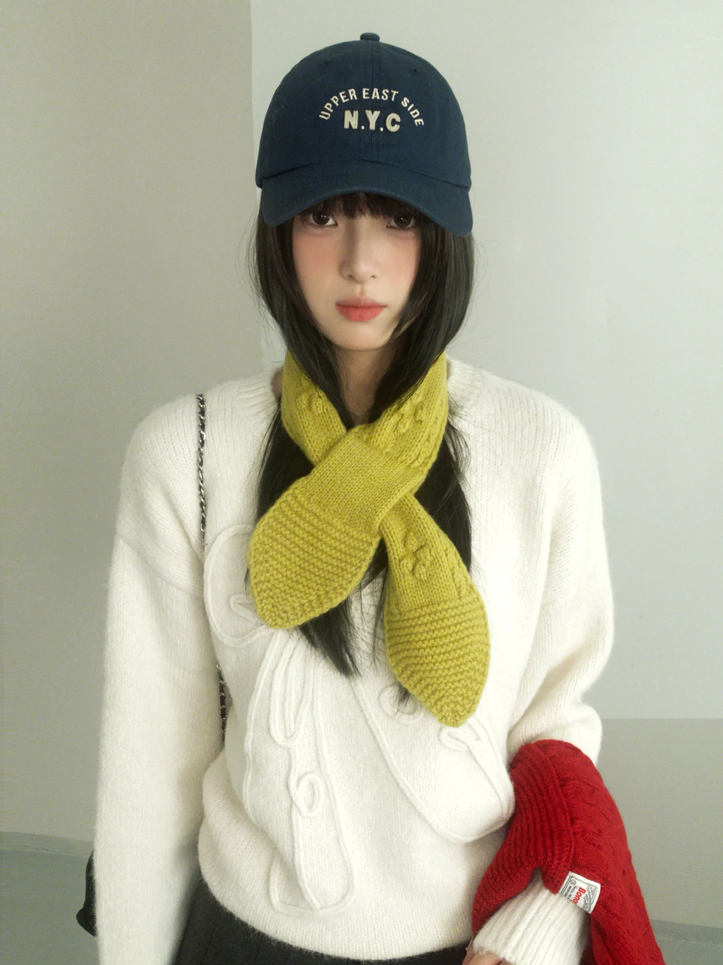 

Pure Wool Soft And Glutinous Jacquard Short Knitted Scarf For Neck Crossing Autumn And Winter Warmth