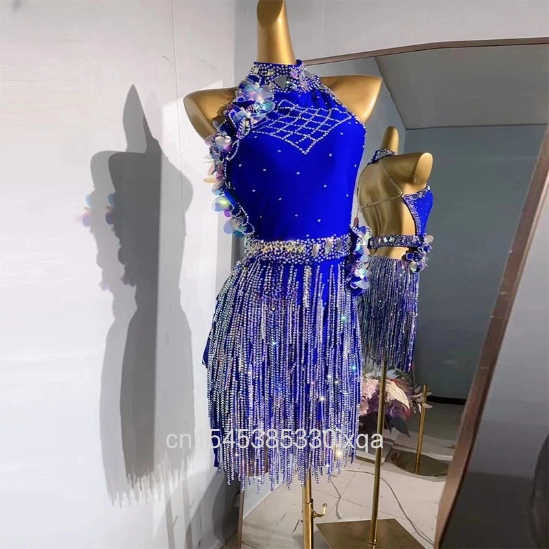 Latin Dance Dress High End Customized Handmade Rhinestone Flash AB Stone Cha Cha Tango Female Adult Stage Professional Clothing