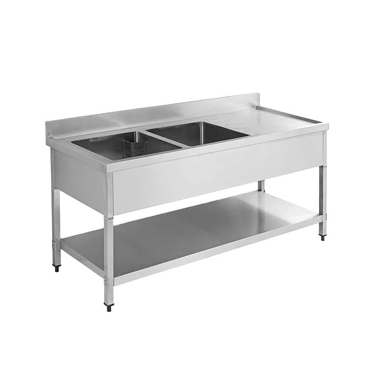 

Stainless Steel Free Standing Square Polished Double Bowl Sink