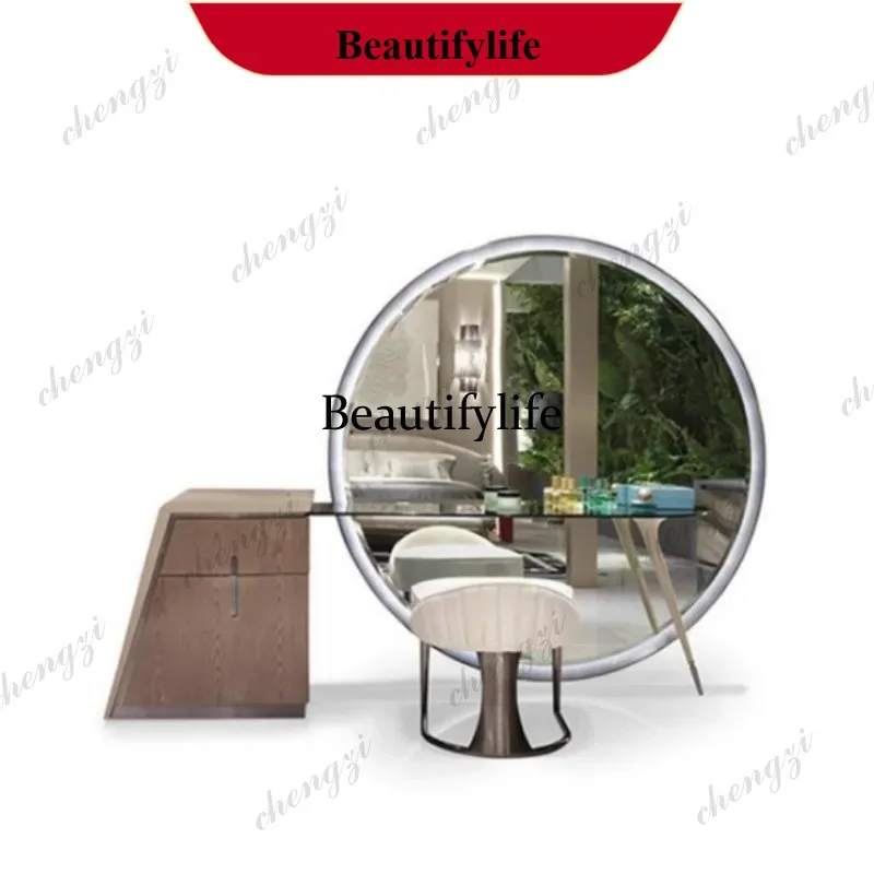 G153 Italian Brown Dressing Table Storage European White Modern Dressing Table Drawers Mirror Coiffeuse De Chambre Organizer Mak