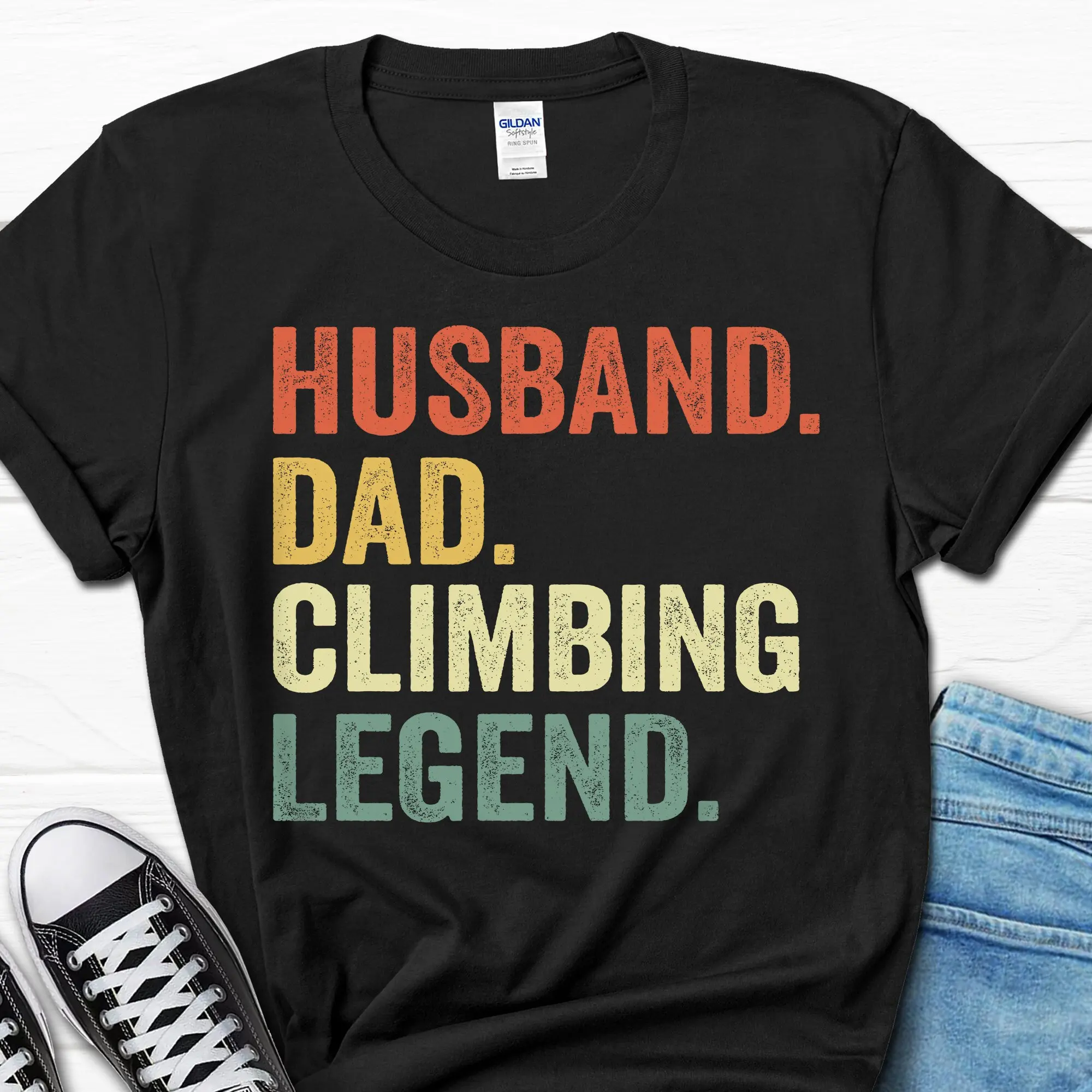 Husband Dad Climbing Legend T Shirt Father's Day for Funny Men's Him