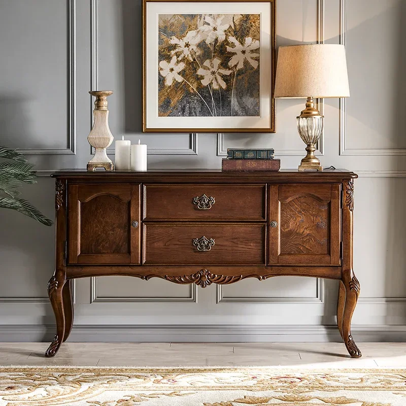 

ss25 American solid wood entry aisle against the wall entrance table European living room light luxury retro end view table
