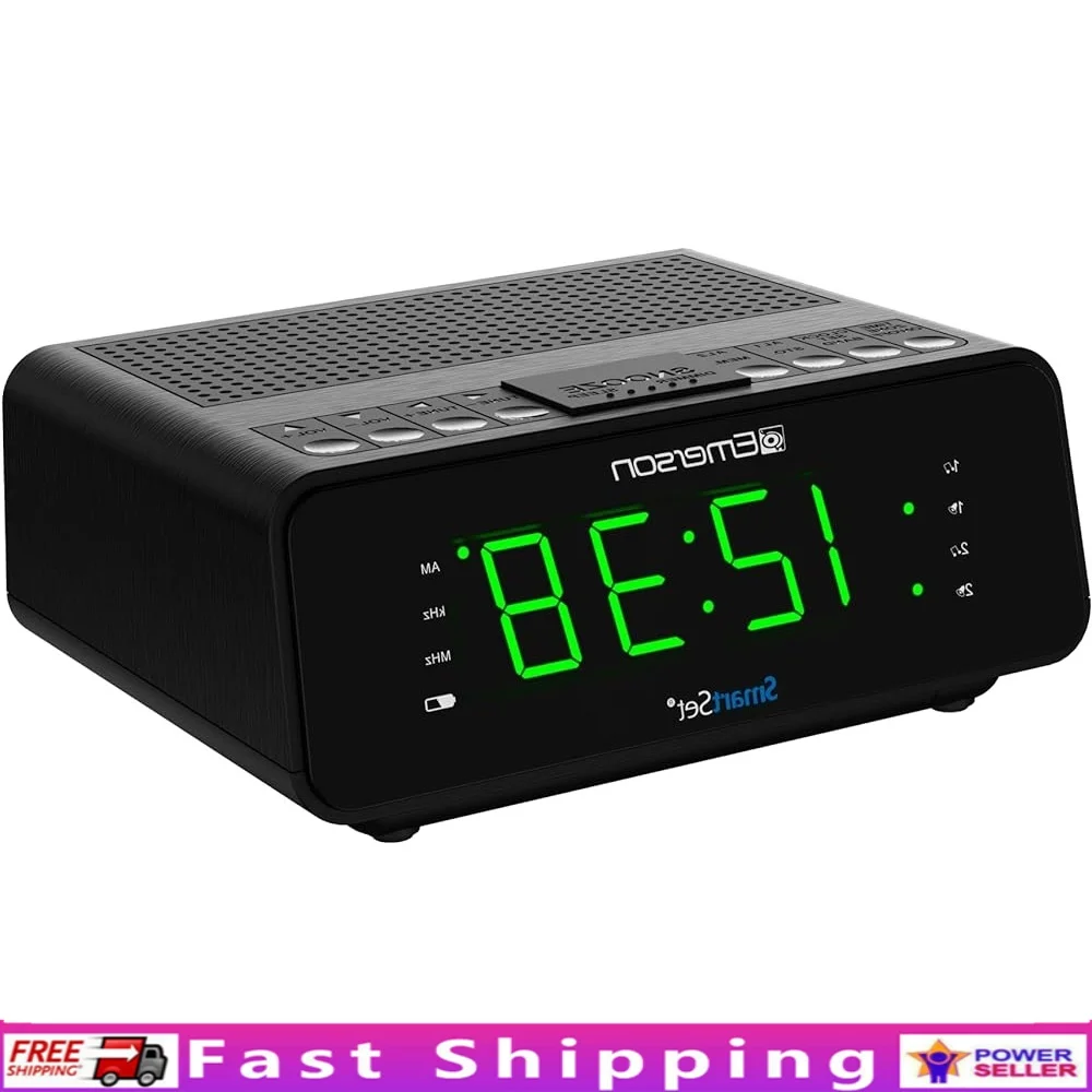 

SmartSet Dual Alarm Clock Radio AM FM with LED Display Sleep Timer Adjustable Brightness Snooze Radio Function Corded Electric