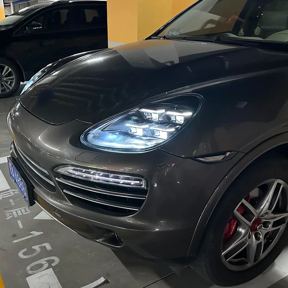 

Автомобильные фары для Porsche Cayenne 2011-2018, светодиодные фары в сборе, обновленная версия 2024 года, проекционные линзы, матричный дизайн, аксессуары