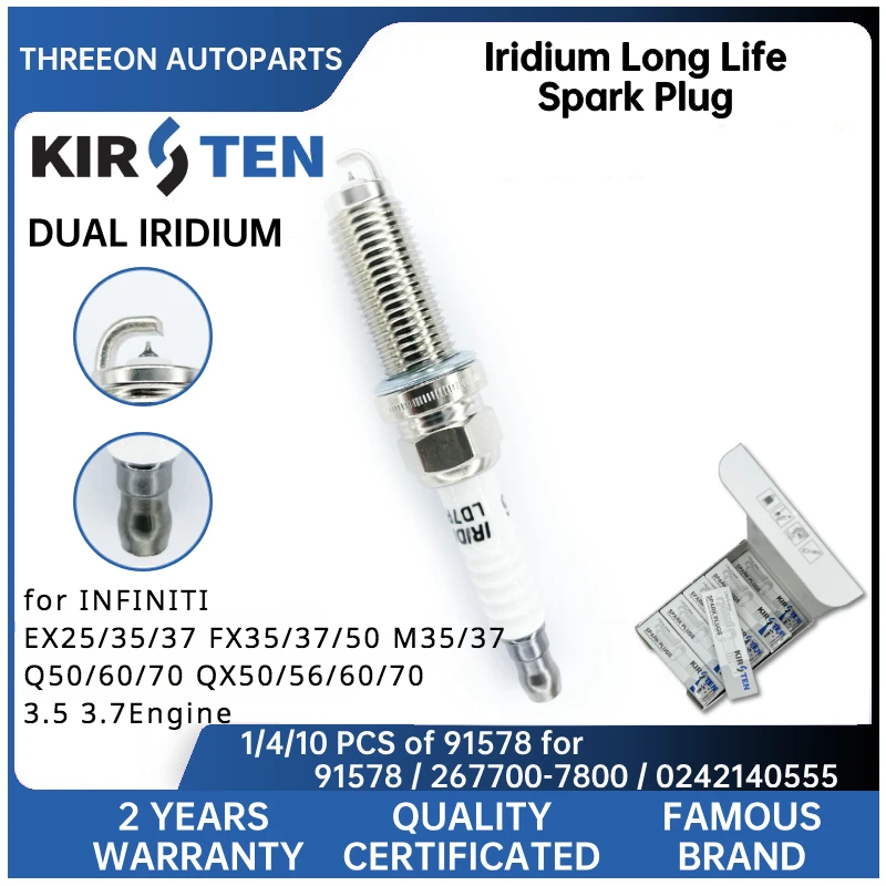 

KIRSTEN Iridium Spark Plug for INFINITI EX25/35/37 FX35/37/50 M35/37 Q50/60/70 QX50/56/60/70 3.5 3.7Engine VR6NII352U 22401EW61C