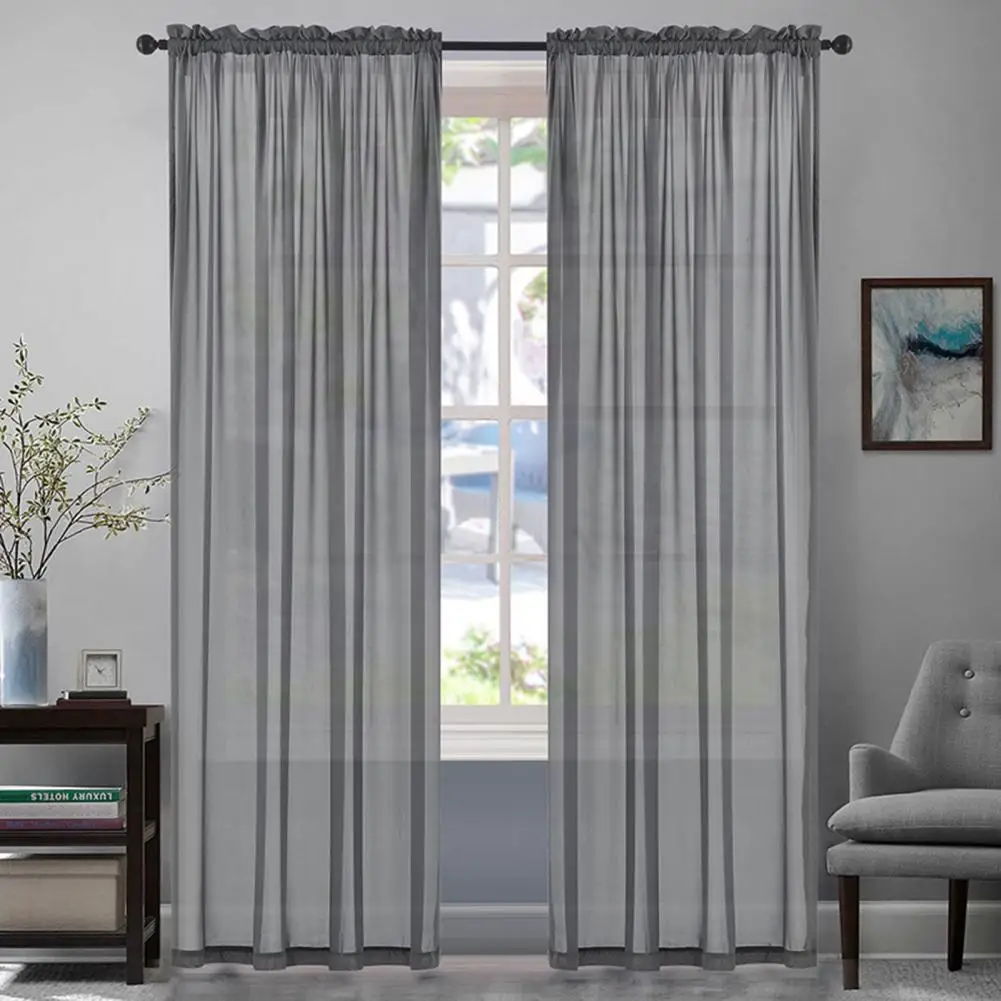 Cozy Environment Sheer Curtains Pastoral Style Window Sheer Curtains Set of 2 Translucent Decorative Gauze Panels for Home