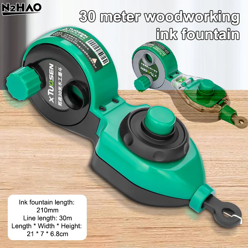 Woodworking Tool Carpenter Manual Ink Marker Scriber With 50M Chalk Lines Professional Wood Working Scriber Drawing Line Marker