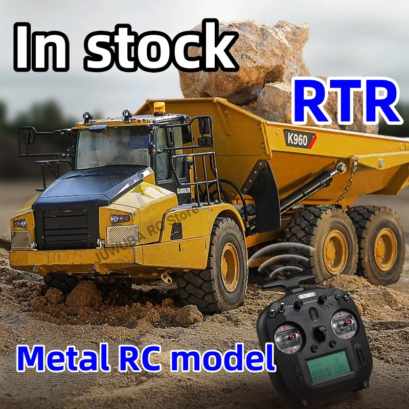 1/18 KABOLITE K960 RTR Version Metal RC Hydraulic Articulated Dump Truck 6X6 Remote Control Engineering Dump Truck RTR Model