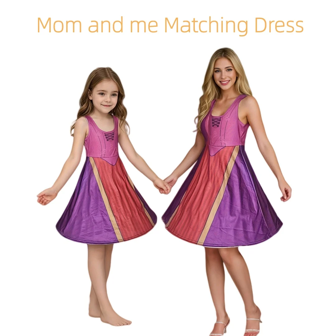 Hypnotic Voice Witch Mom And Me Matching Dress Halloween Cute Soft Girl Style Ice Sisters Witch Women Wear