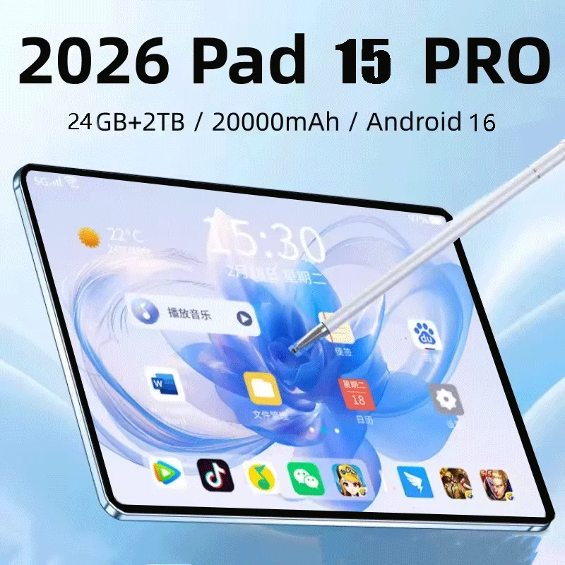 Tablette Pad 15 Pro 11 pouces Édition Globale Originale 24 Go 2 To Android 16 4K HD 5G Double SIM Appel Vidéo WIFI Écran HD
