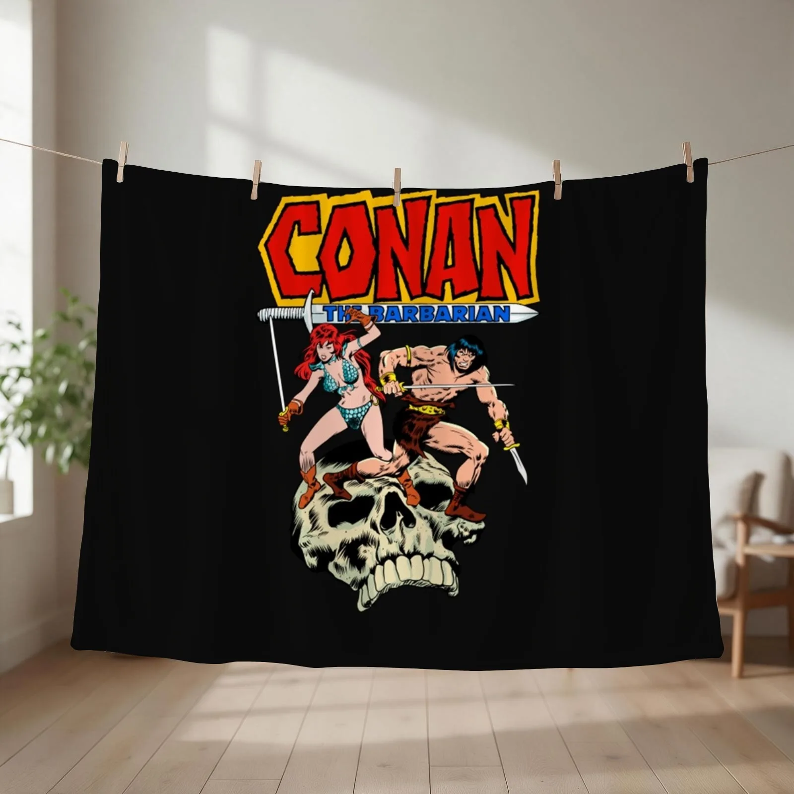 Conan The Barbarian Conan and Red Sonja Throw Blanket couch cozy soft plush fuzzy picnic outdoor blanket