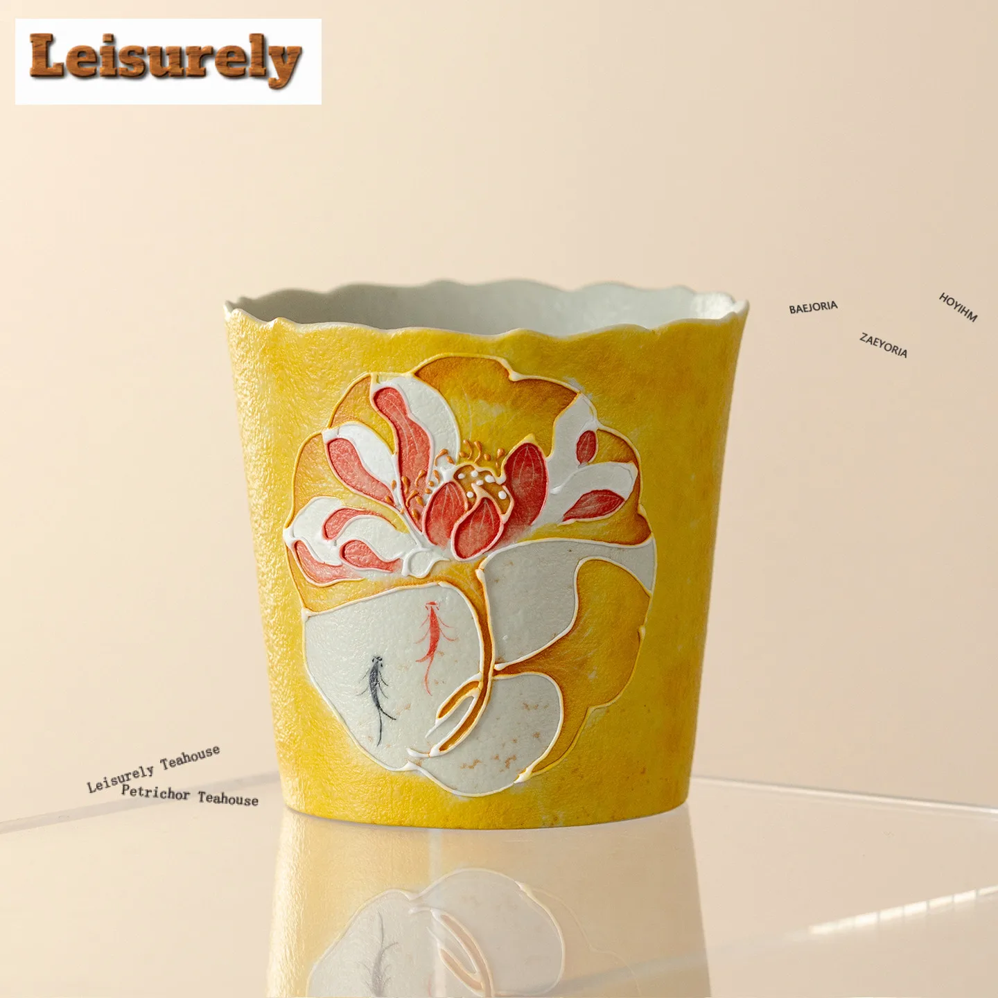 

150ml Hand-painted Golden Apricot Coffee Mug Hot Chocolate Cup Afternoon Tea Mug Master Office Water Cup Teaware Decoration Gift