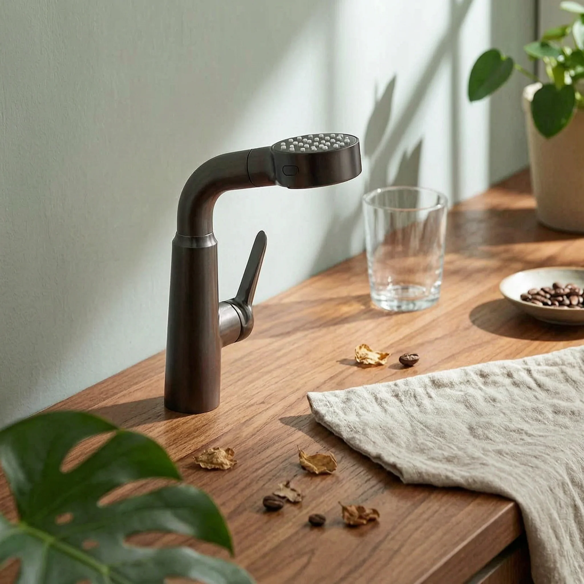 

Bathroom Faucet with Sprayer Tall Curved Spout Pull out Bathroom Faucet Swivel Spray Head Flexible Hose for Washing Basin