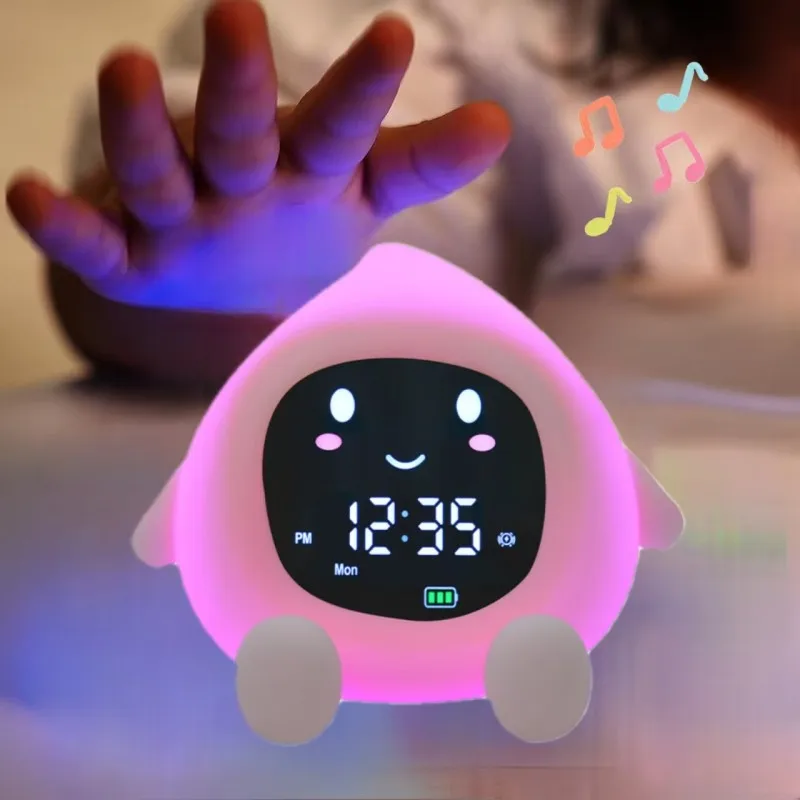 Alarm Clock for Kids 6-IN-1 Fruit-Shape Toddler Sleep Training Clock Cute Touch Night Light for Children's Bedroom