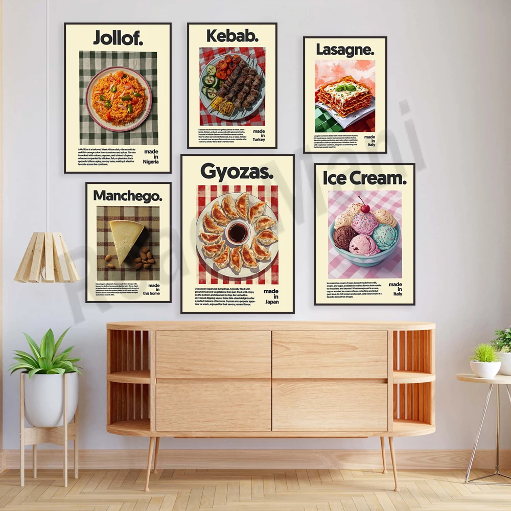 Thai fried noodles, mapo tofu, latte, lasagna, Korean cuisine, hot pot, hamburger, hot dog, dumplings, beef soup food posters