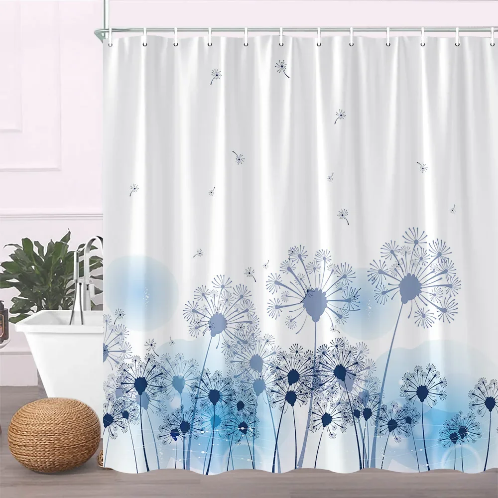 Plant Flower Shower Curtains Dandelion Watercolor Butterfly Floral Bath Screen Garden Bathroom Accessories Set Home Decor Fabric