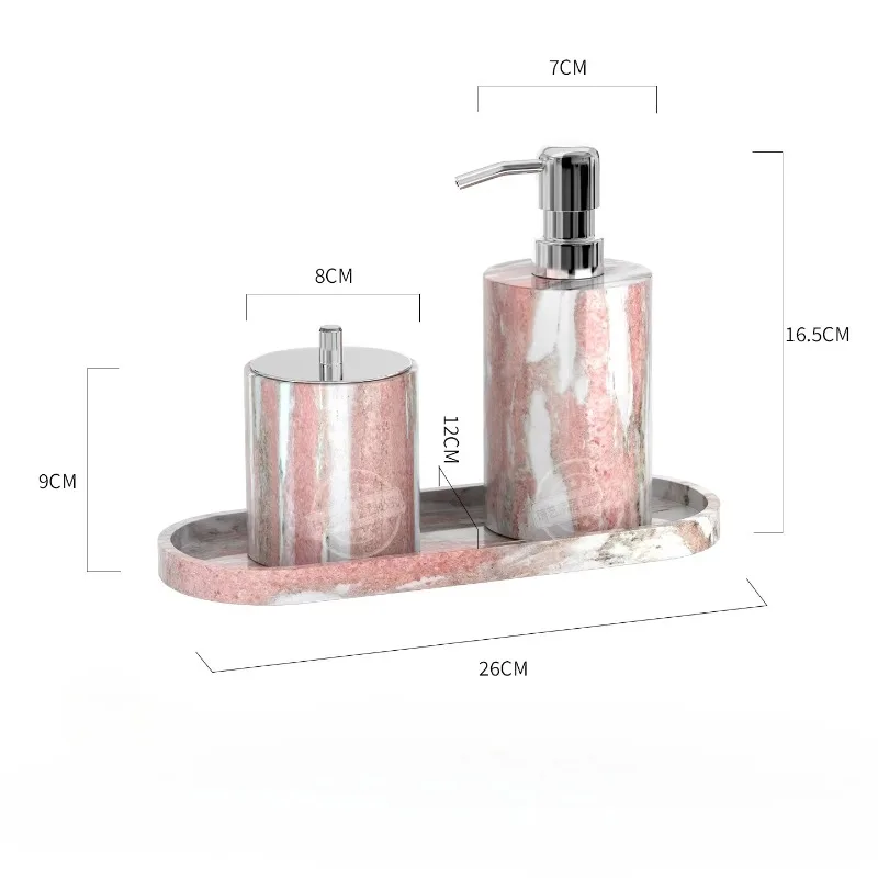Modern Pink Marble Lotion Bottle Storage Jar Bathroom Accessories Storage Tray Press Soap Dispenser Luxury Marble Lotion Bottle