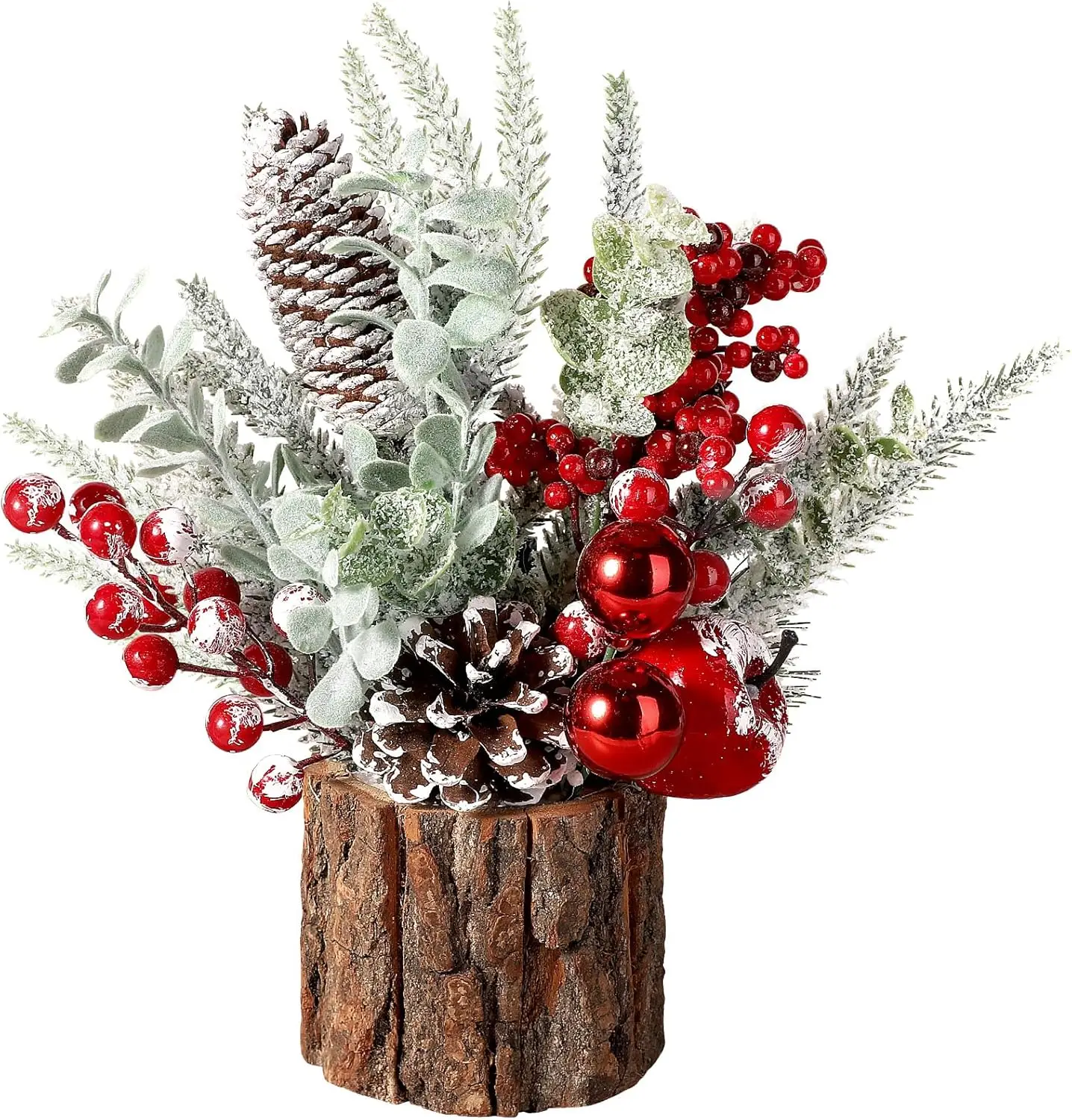 Small Christmas Tree with Christmas Ornaments Pine Cone Berry Tabletop Christmas Tree for Home Room Party Winter Indoor Outdoor