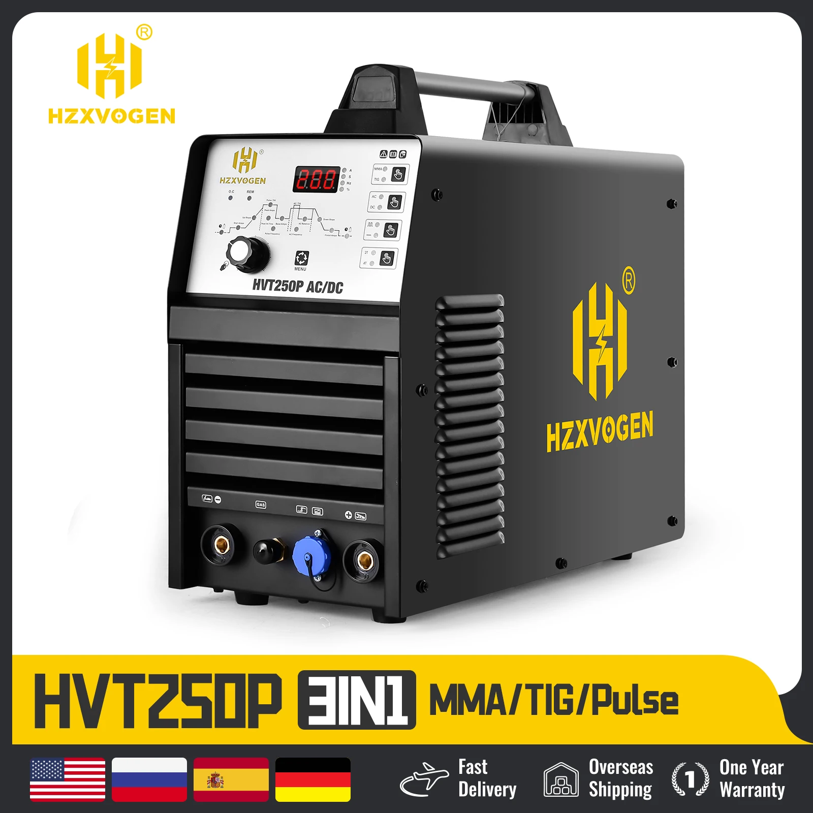 Aluminum Welding Machine HVT250P TIG AC/DC Welder  ARC Stick Welder Tools IGBT Inverter soldador With Pulse сварочный аппар