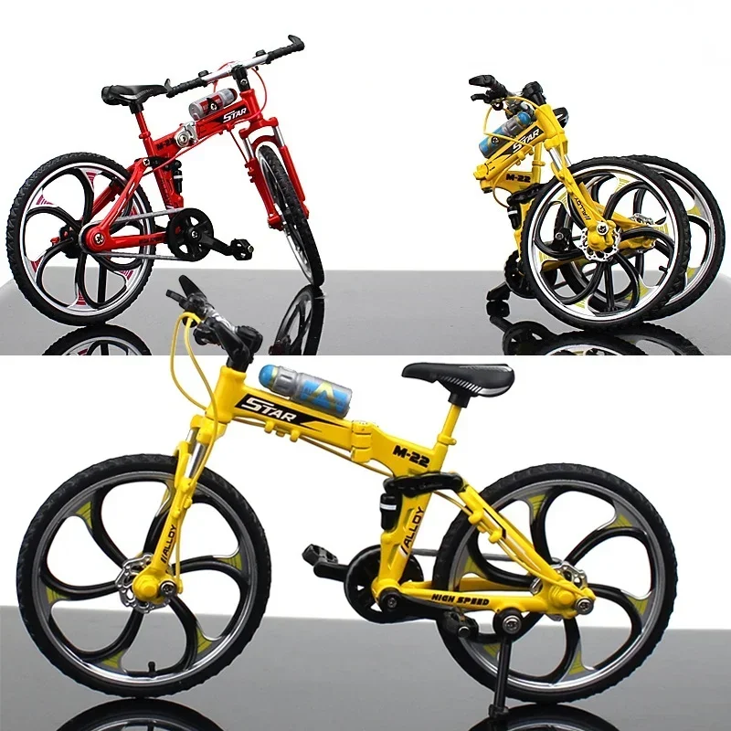 1:10 Mini Model Alloy Folding Bicycle Toy Finger Mountain Bike Pocket Diecast Simulation Metal Racing Collection Toys for Boy