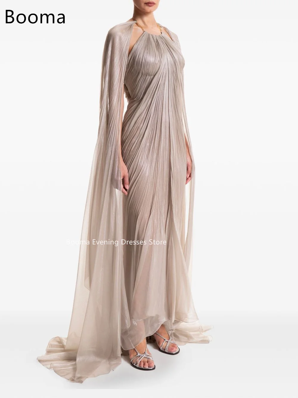 Booma Eenvoudige Zeemeermin Mouwloze Lange Jurken Formele Partij Jassen voor Vrouwen Plooi Glanzende Prom Gown Aanpassen 2025