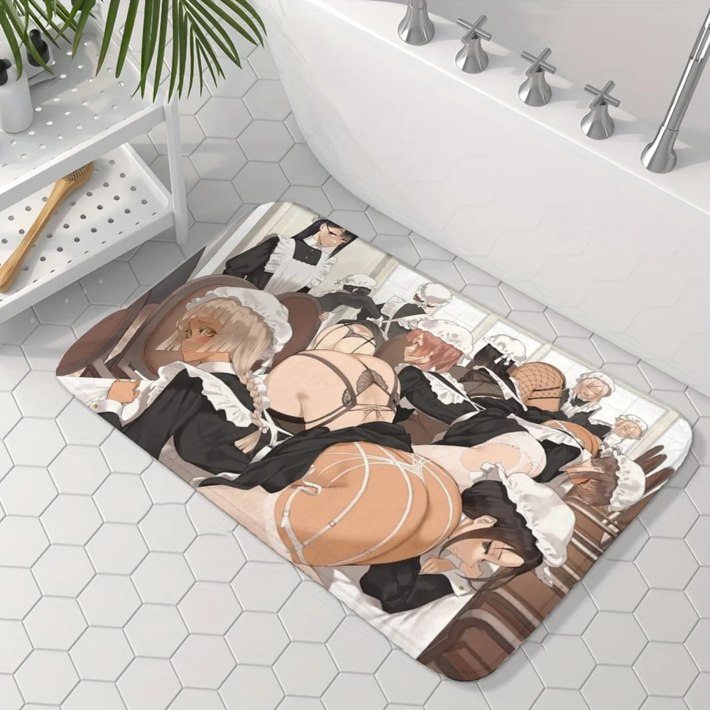 1PC Sexy Maid Floor Mat Door Mat For Bathroom Kitchen Long Corridor Carpet Non-Slip Living Room Rug Home Decor