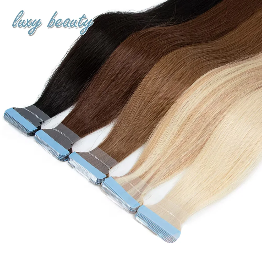 European Human Hair Tape in Hair Extensions Invisible Seamless Skin Weft Tape Hair Natural Black Brown Blonde Cuticle Remy Hair