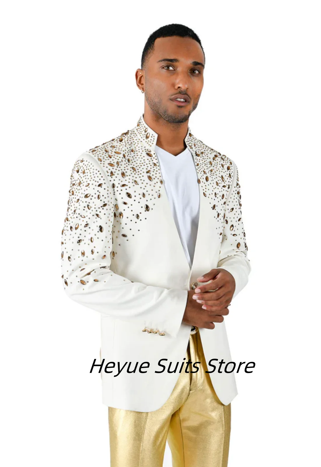 Luksusowe błyszczące diamenty Garnitury męskie Slim Fit Formalne smokingi ślubne dla pana młodego 2-częściowe zestawy Francuski styl Marynarki męskie Eleganckie Ropa Hombre