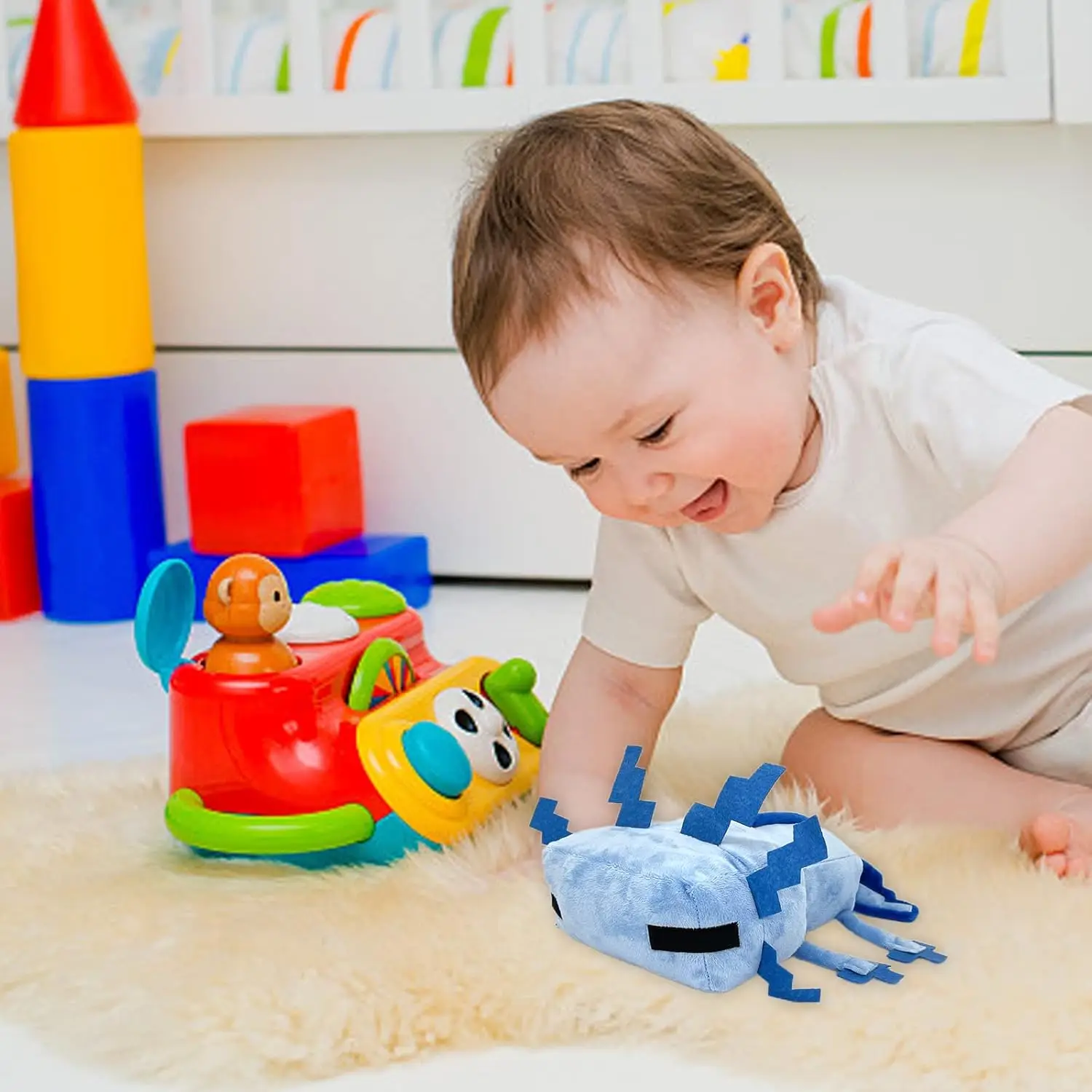 Axolotl 플러시 베개 게임 매니아를위한 부드러운 선물 독특한 부드러운 플러시 베개 다목적 호의 선물