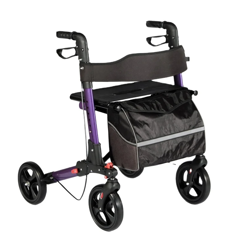 

Elderly Home Care Aluminum folding walker with seat for the elderly and disabled