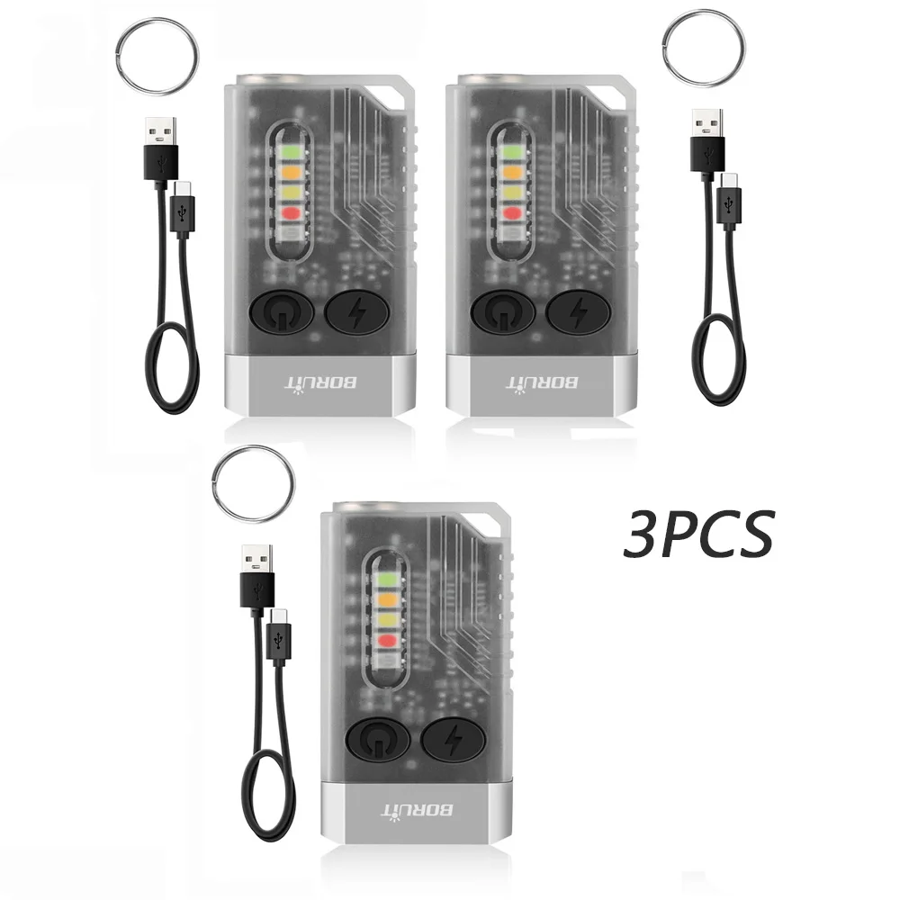 BORUiT V10 EDC Schlüsselanhänger-Taschenlampe Tragbare Mini-Fackel Typ-C Wiederaufladbare Arbeitsleuchte Mit Magnet UV-Signal Camping-Taschenlampe