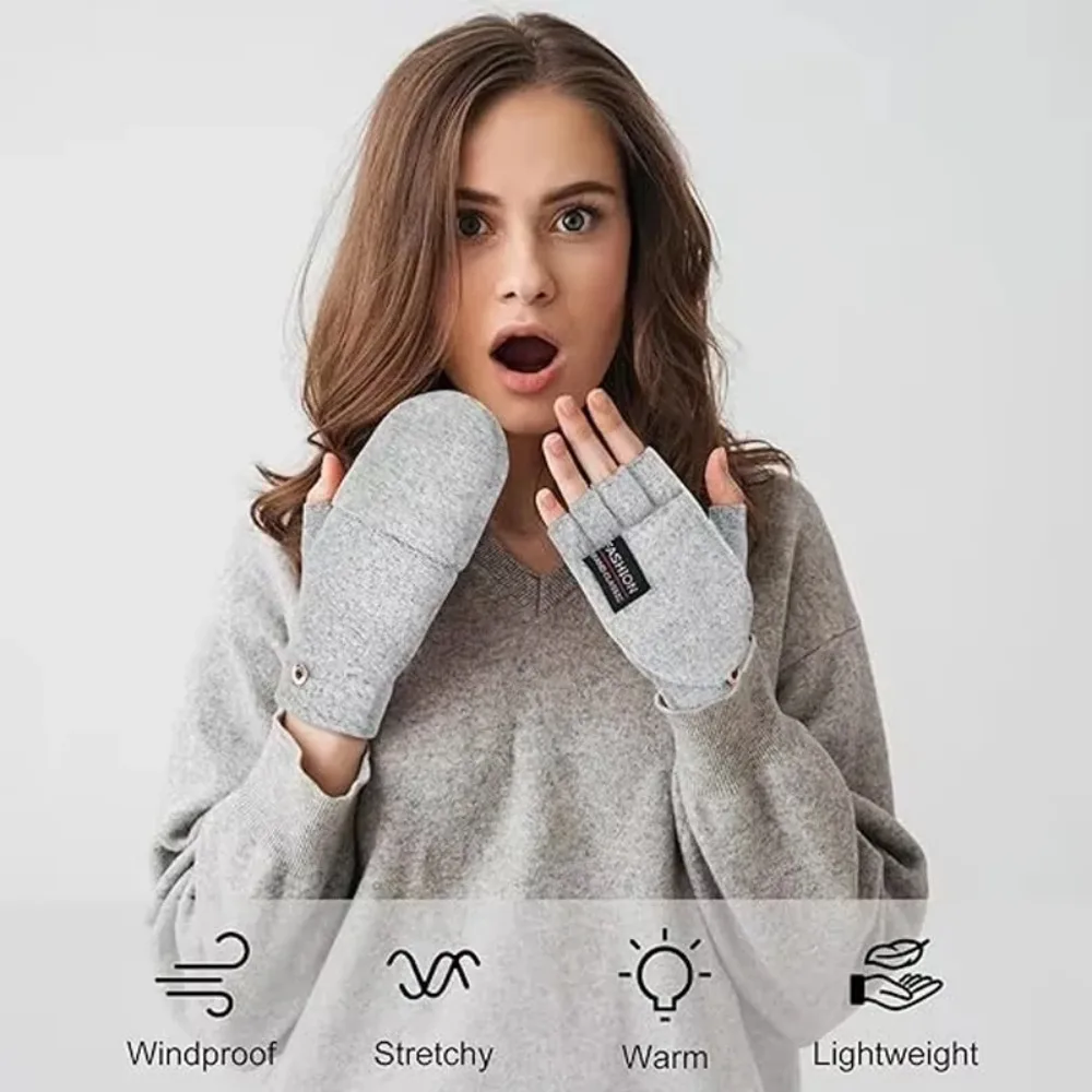 Electric Heated Gloves USB Rechargeable Double-Sided Heating Fingerless Hands Adjustable Temperature Bike Motorcycle Gloves