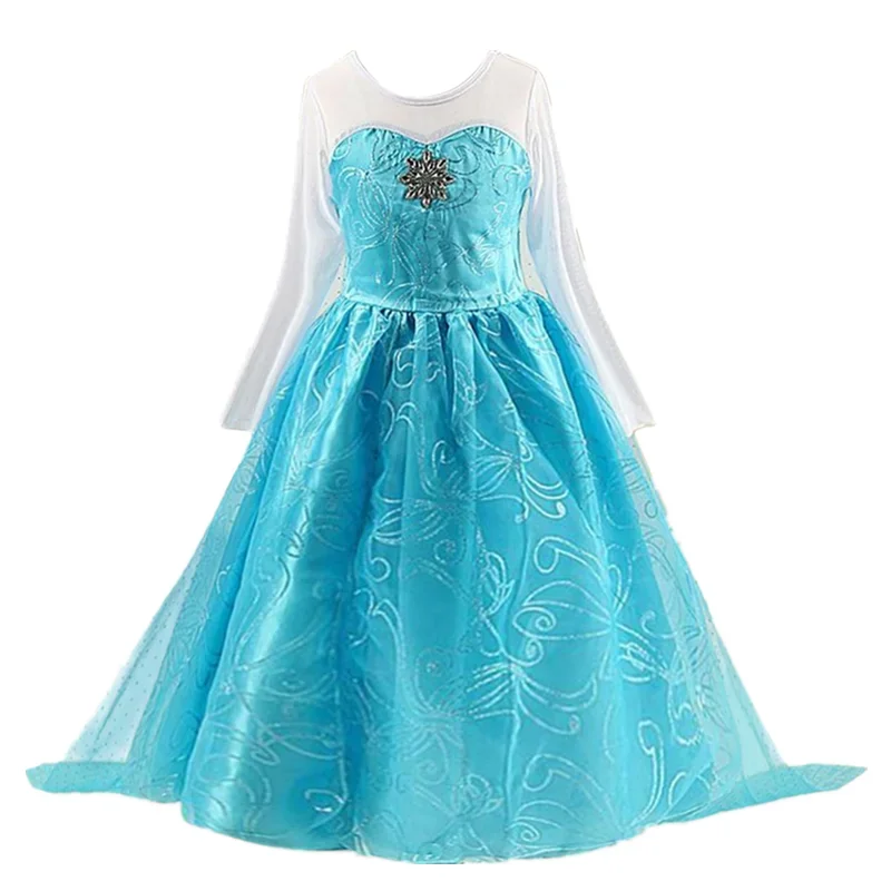 Elsa Costume for Girls 2024 White Sequin Carnival Party Kids Clothes Children Halloween Cosplay Snow Queen Elsa Princess Dress