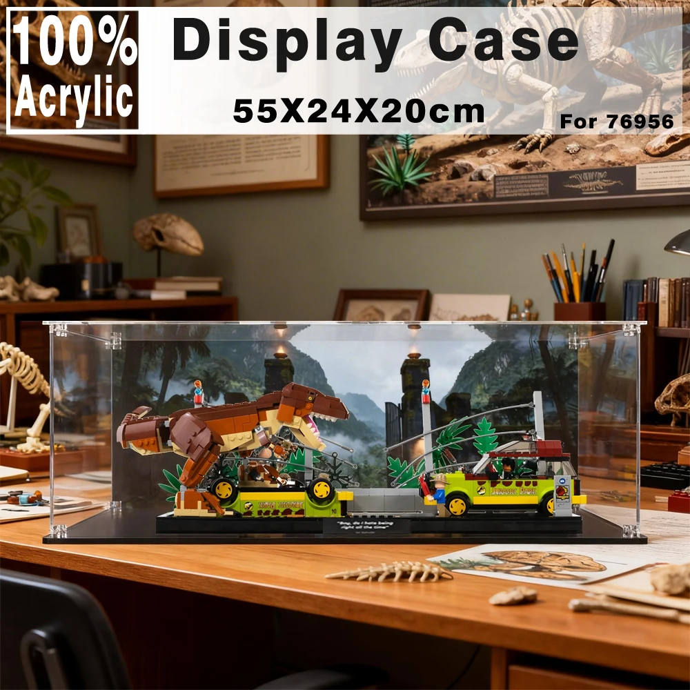Boîte de présentation pour vitrine 76956, pour blocs de construction T. rex Breakout, vitrine transparente anti-poussière, boîte de rangement pour briques de jouets