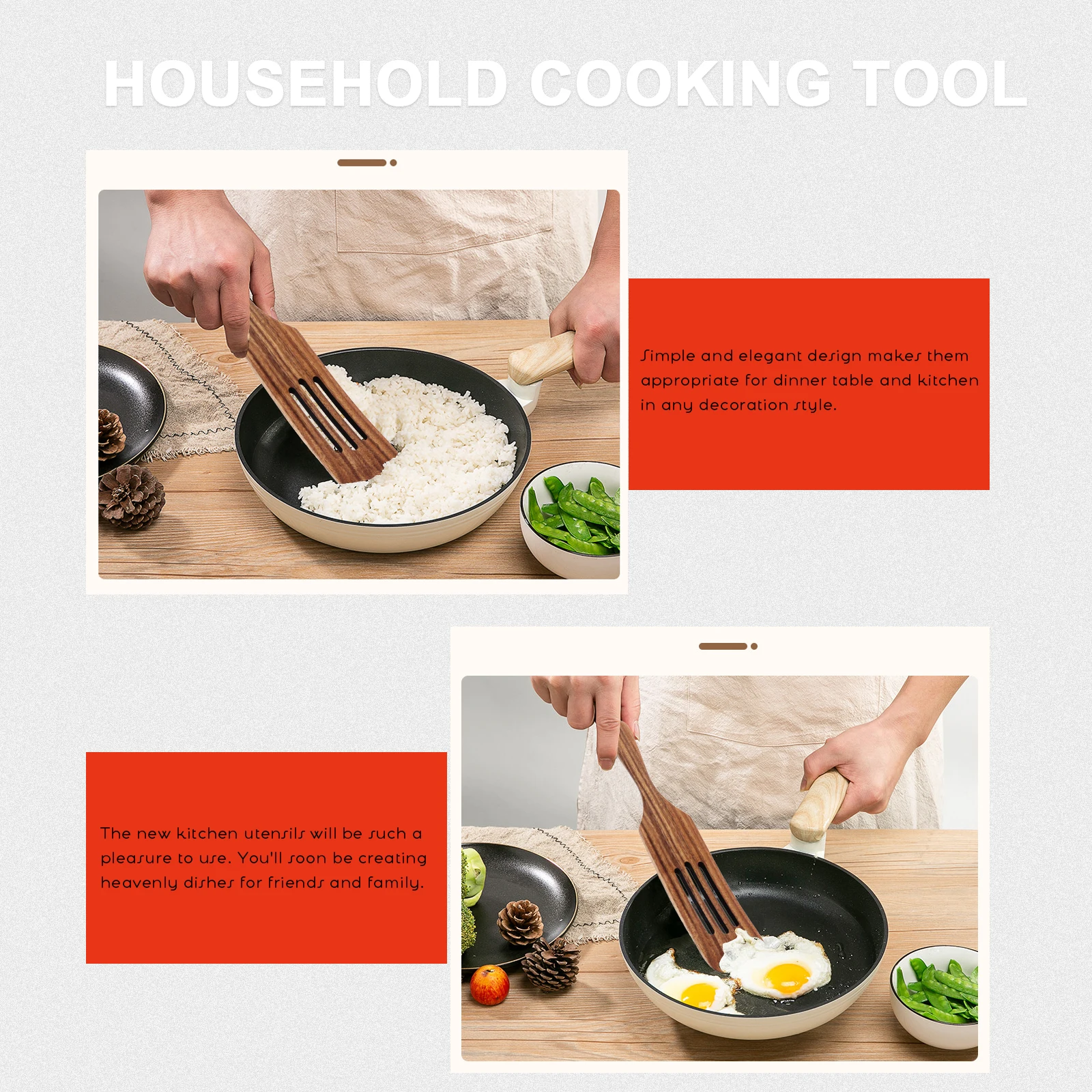 

Wooden Spatula High Temp Resistant Wood Material Cooking Utensils Kitchen Shovel Turner Multifunction Tool