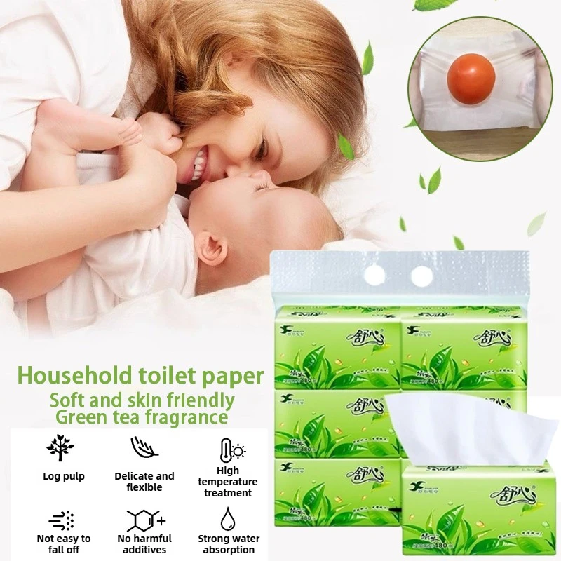 New toilet paper with 160 puffs, napkins for home use, soft and skin friendly, green tea fragrance, suitable for mother and baby