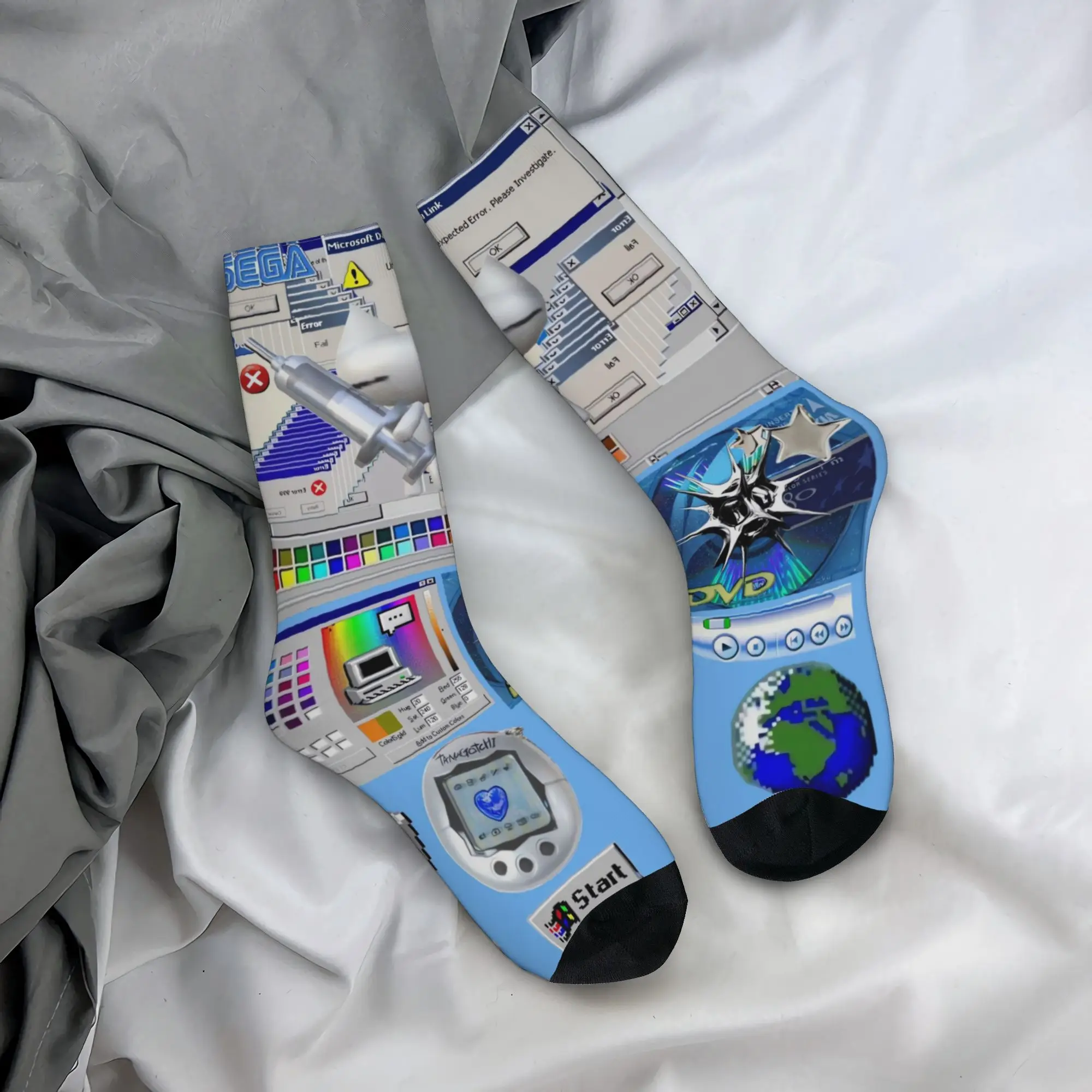Cyber ​​retro computer system malfunction pop-up window Socks Winter  Stockings Gothic Men Quality Socks Cycling Anti Skid Socks