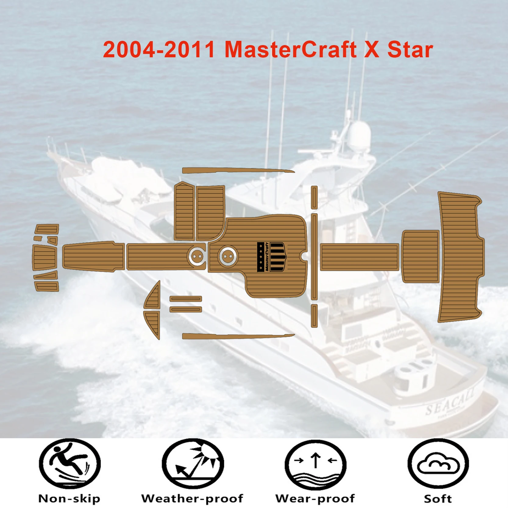 

2004-2011 MasterCraft X Star EVA Foam Self Adhesive Faux Teak Decking Sheet Mat Boat Accessories Customizable