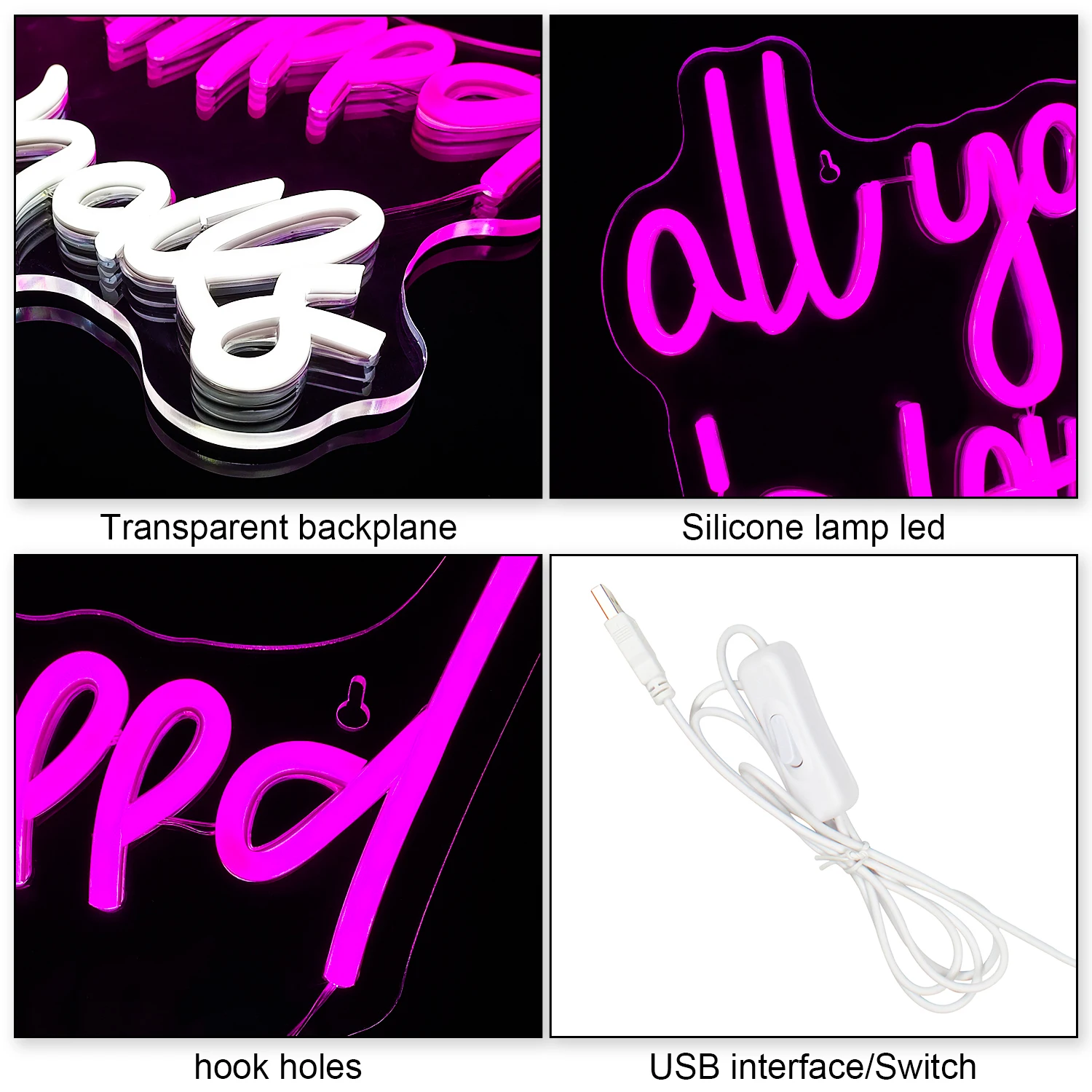 네온 사인 벽 장식 핑크 네일 편지 조명 살롱 뷰티 룸 상점 침실 로고 소녀 선물 USB, 필요한 것은 손톱