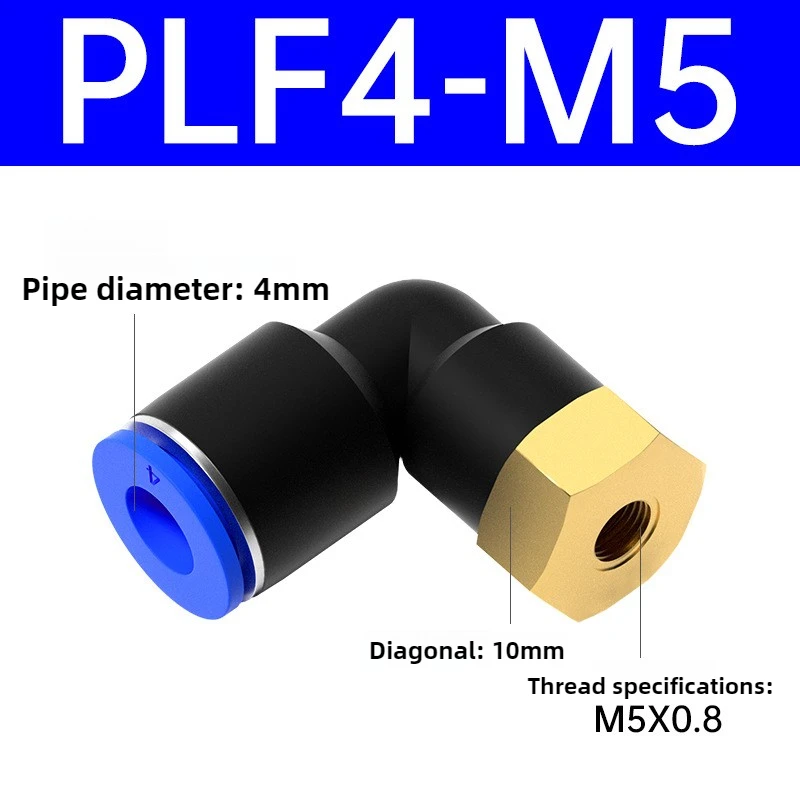 ‌PCF8-02/PLF10-02 Internal Thread Quick Coupler, 90° L-Shaped Elbow Fitting for Pneumatic Tools & Air Compressor Systems