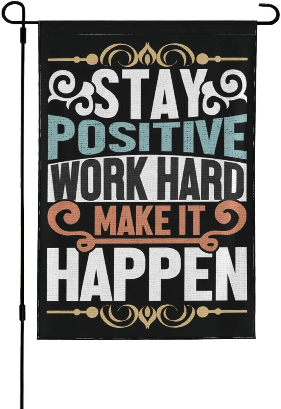 Positive Work Hard Make It Happen Garden Flags Yard Flag Vertical Double Sided Banner Seasonal Flags Funny Garden Decor for  IIC