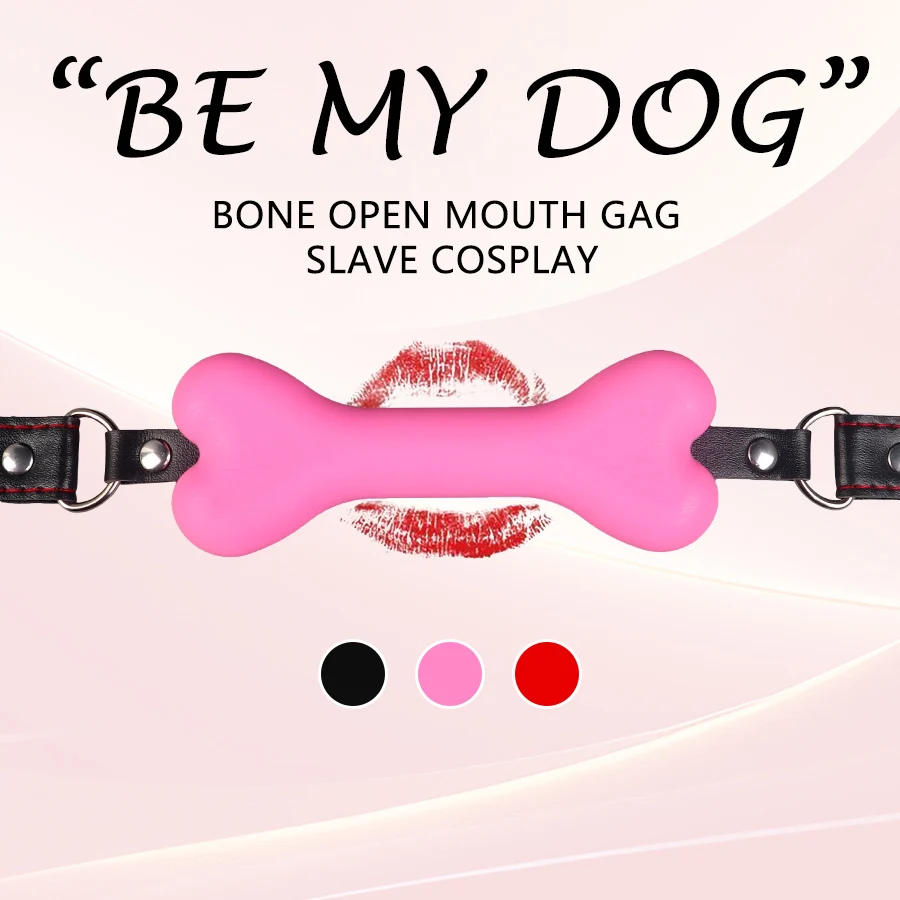 Juguetes sexuales "Be My Little Dog", tapón de silicona con forma de hueso, tapón de boca de silicona, herramientas SM para adultos, personaje de coqueteo
